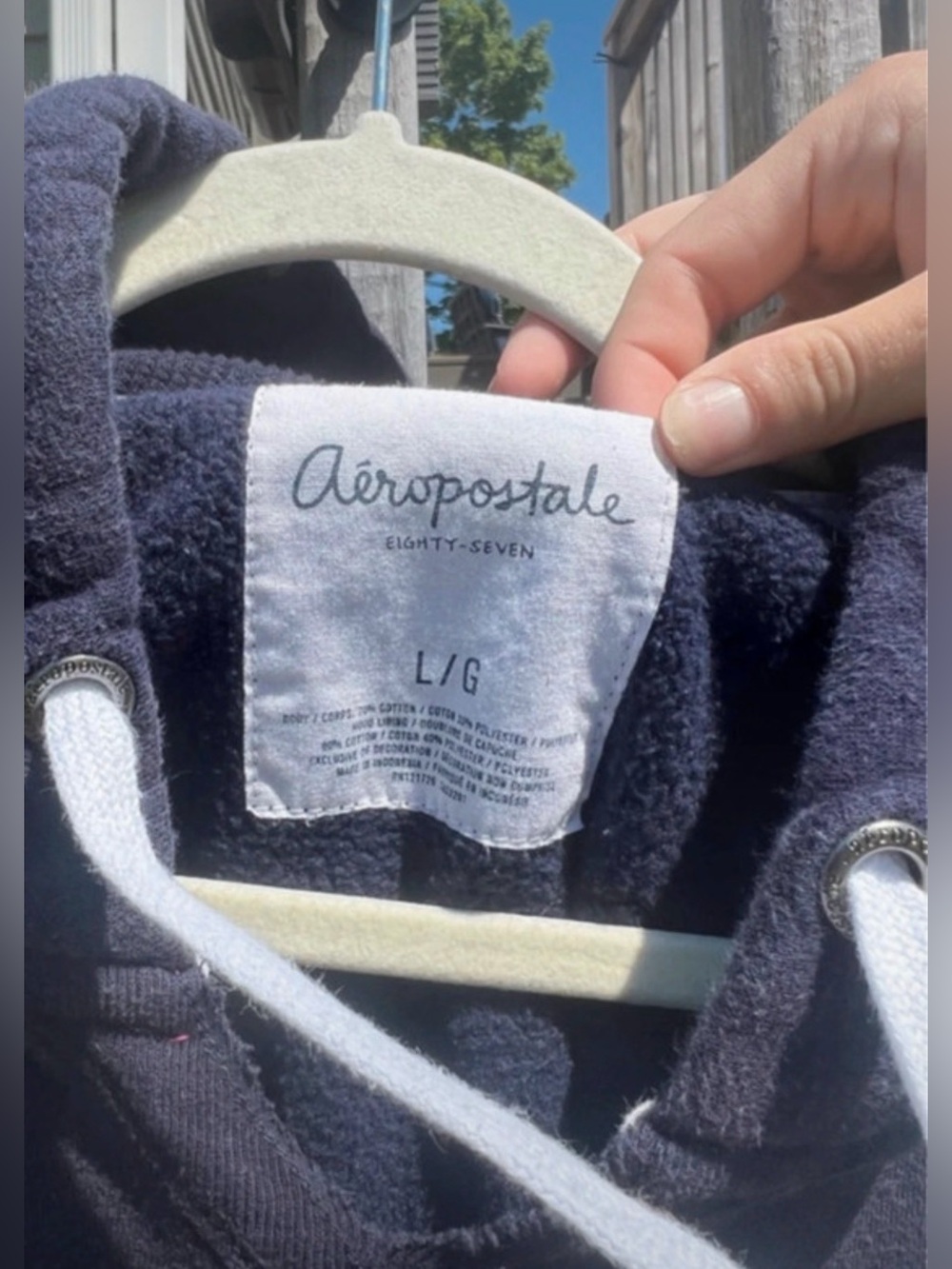 Y2K Aeropostale 87 Hoodie Navy Blue Size Large - Picture 5 of 5